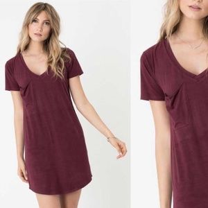 Z Supply Faux Suede Pocket T Shirt Dress